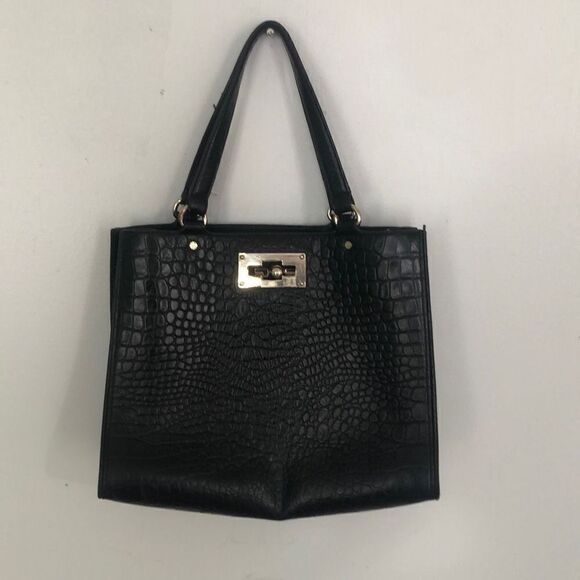 DKNY Women's Embossed Crocodile Skin Pattern Shoulder Bag Black - Picture 1 of 6